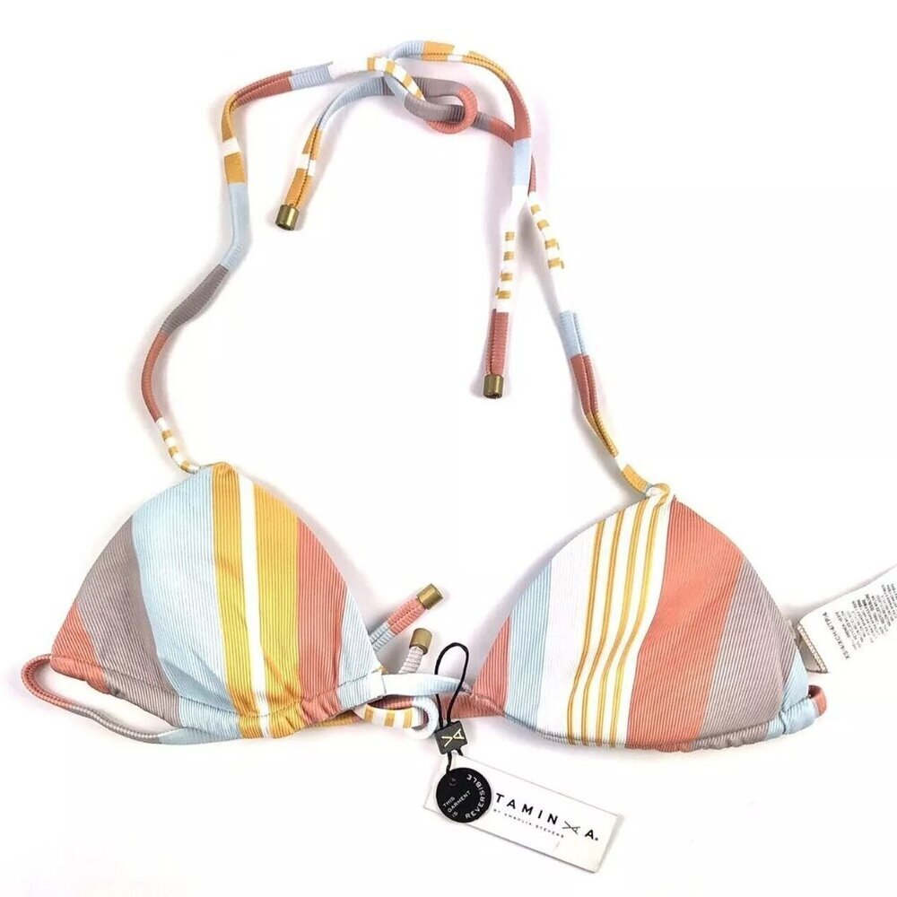 Vitamin A Women’s Verano Stripe Triangle Bikini Top Size 4, Padded